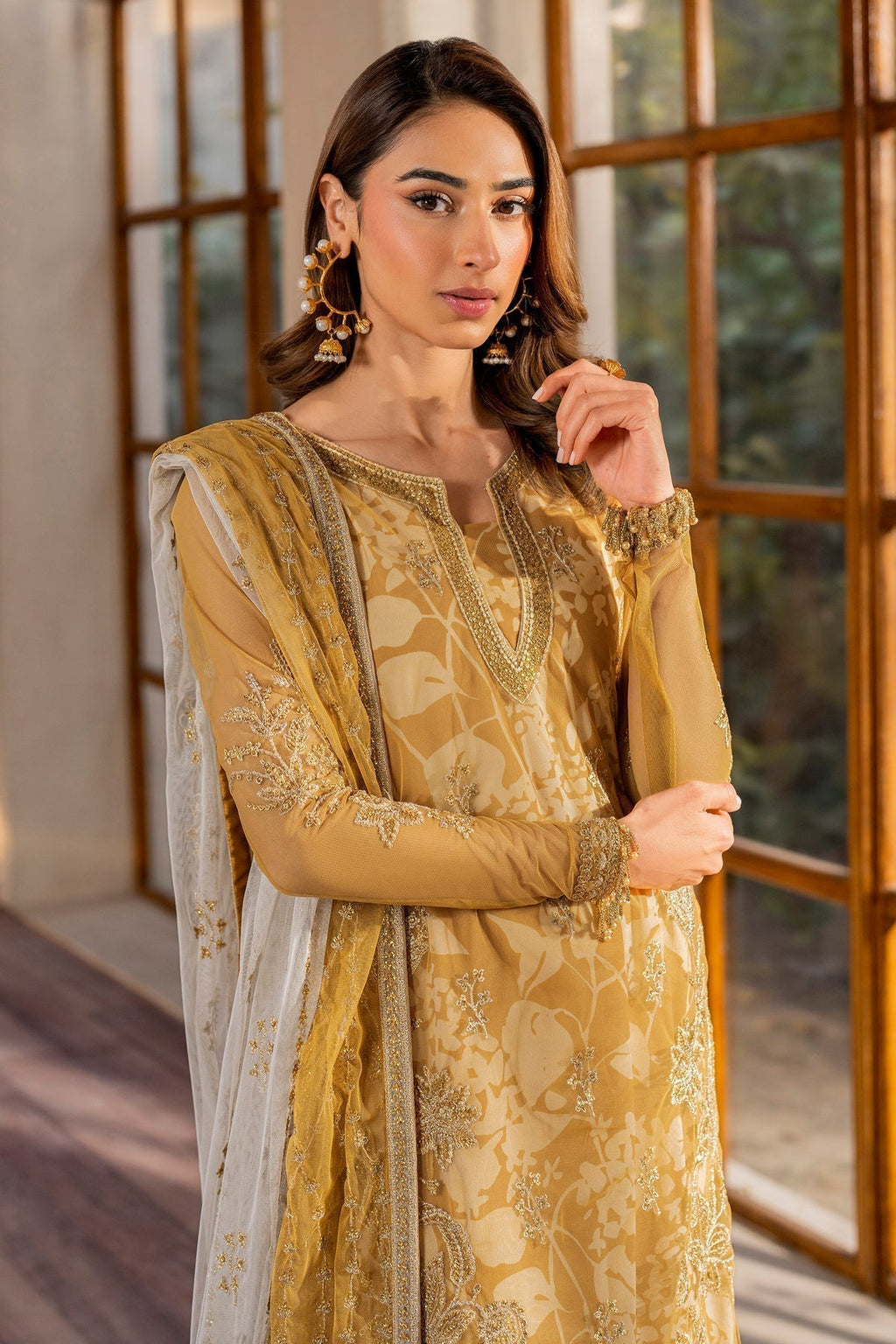 Zarif | Iris Printed Embroidered Edit 24 |MARIGOLD