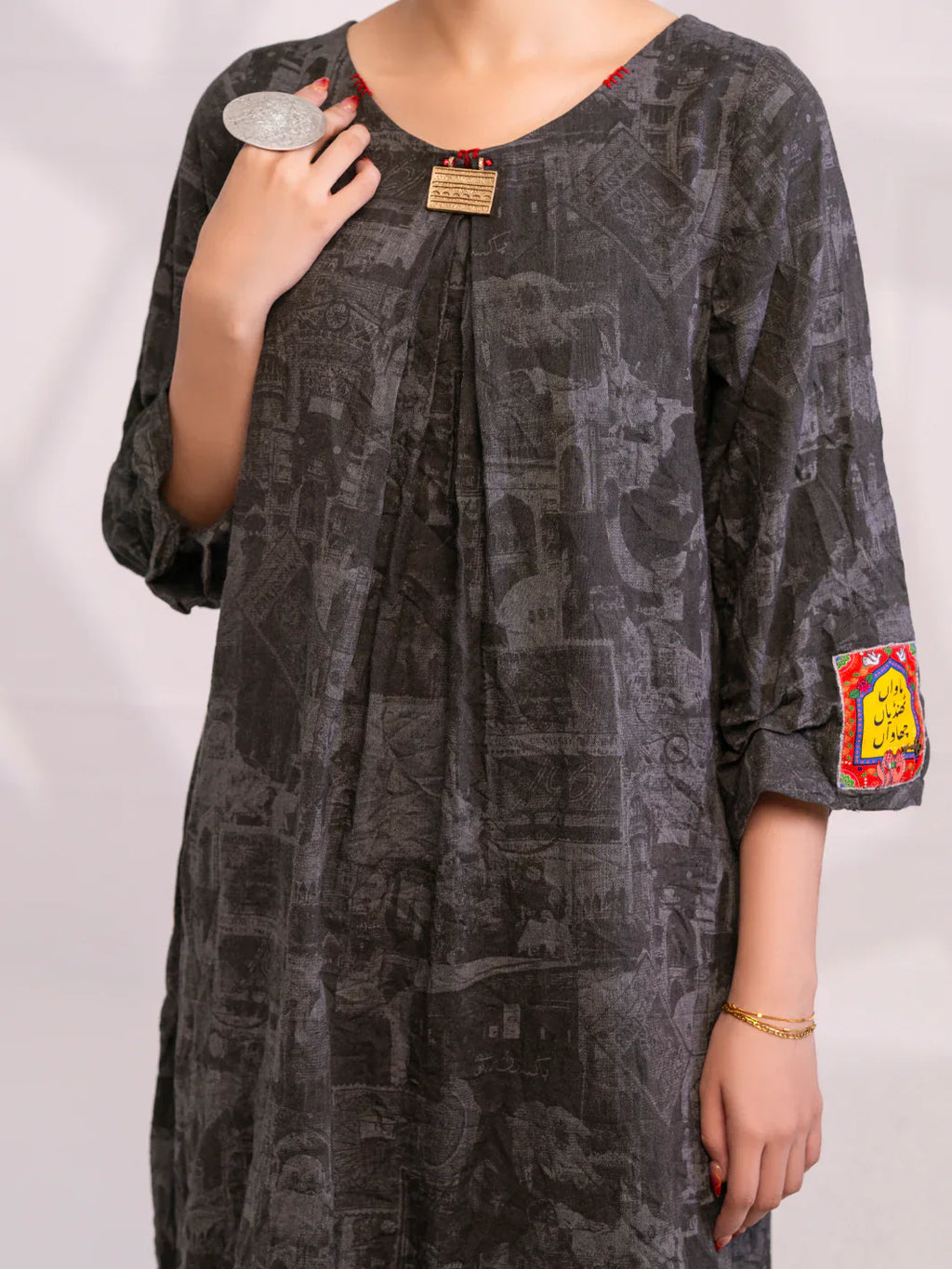 Almirah | Tale of heritage | Charcoal Denim Kurti - AL-LK-1078