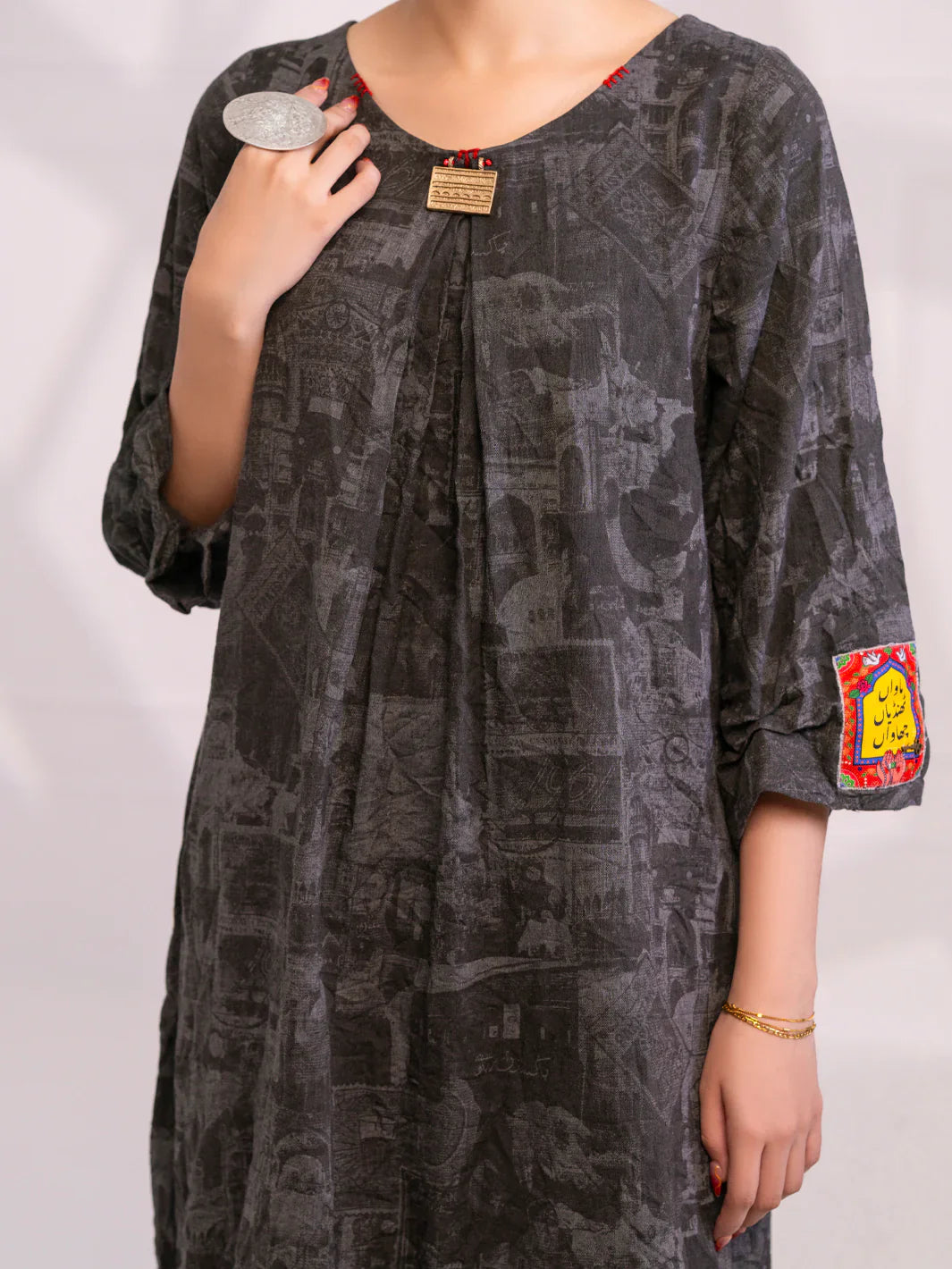 Almirah | Tale of heritage | Charcoal Denim Kurti - AL-LK-1078