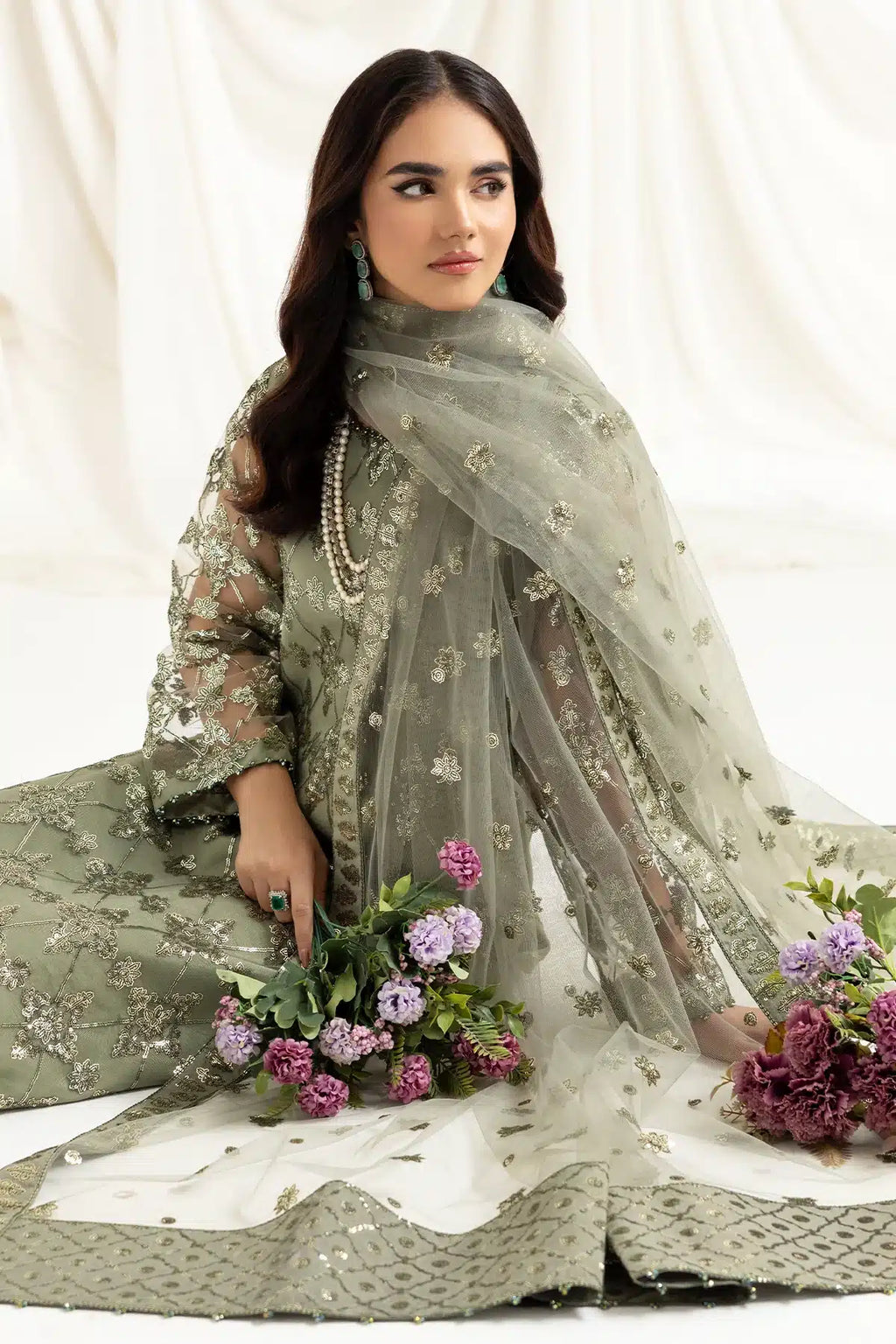 Alizeh | Dua Formals 23 | DUA-V02D02B-ALARA(PISTACHIO) - House Of Anaya