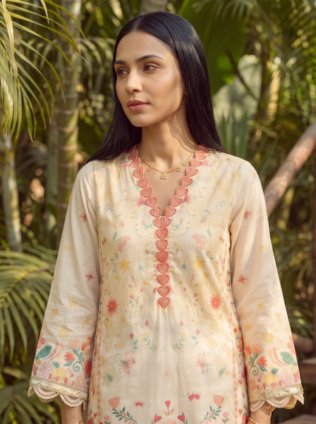 Dhanak | Casual Pret | YELLOW LAWN 2PCS EMBROIDERED KURTA WITH TROUSER
