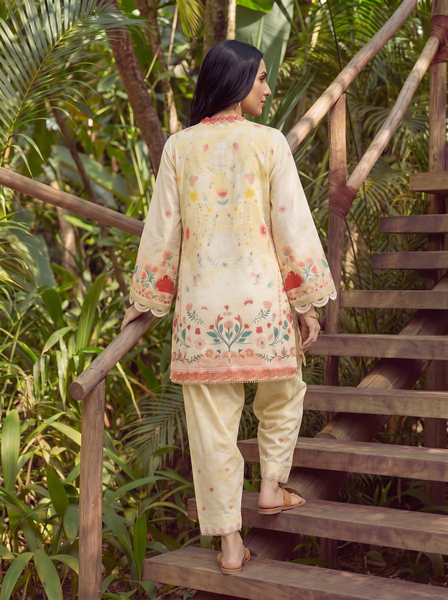 Dhanak | Casual Pret | YELLOW LAWN 2PCS EMBROIDERED KURTA WITH TROUSER