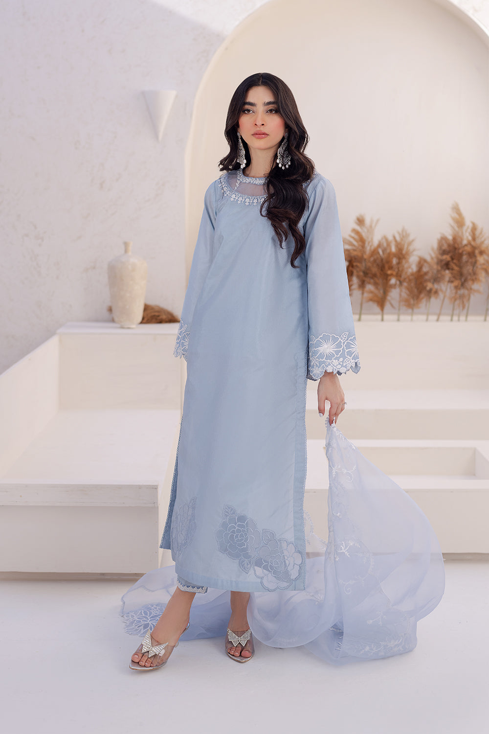 Azure | Ensembles Embroidered Formals | Ashen Grace - Riwayat-e-Khas