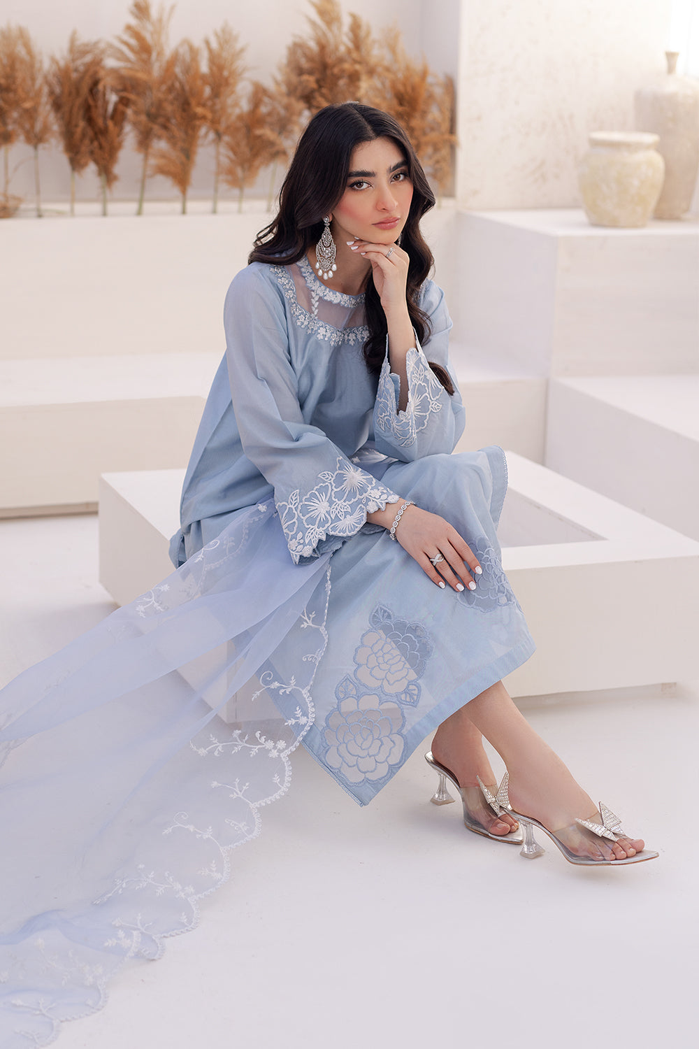 Azure | Ensembles Embroidered Formals | Ashen Grace - Riwayat-e-Khas