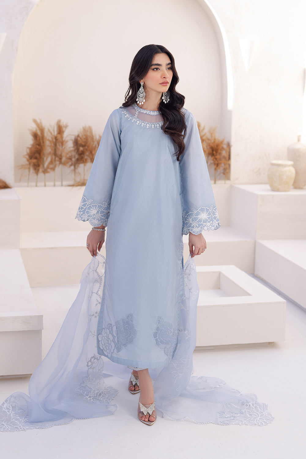Azure | Ensembles Embroidered Formals | Ashen Grace - Riwayat-e-Khas