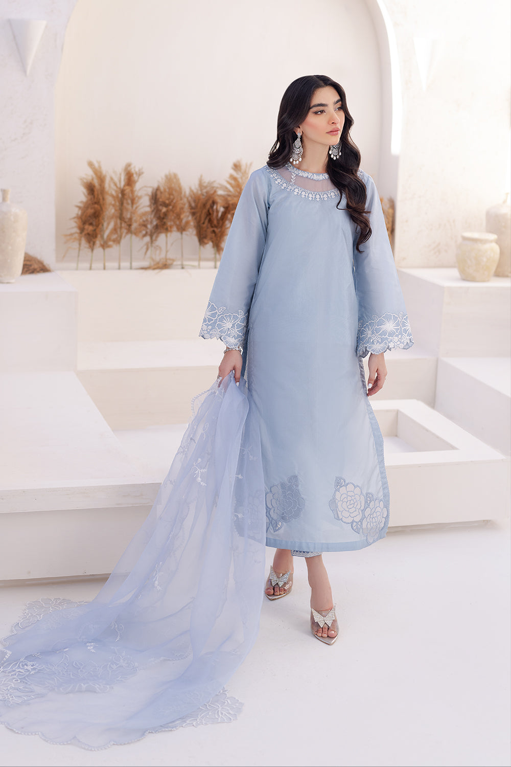 Azure | Ensembles Embroidered Formals | Ashen Grace - Riwayat-e-Khas