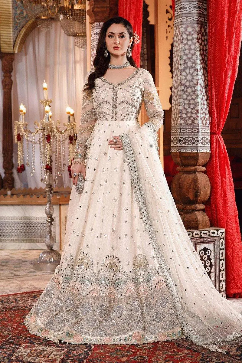 MARIA.B-MBROIDERED - Pearl White and Peachy Silver (BD-2502) - House Of Anaya