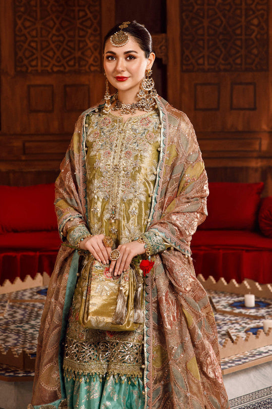 NEW MARIA B -Salmon and Leaf Green - Riwayat-e-khas