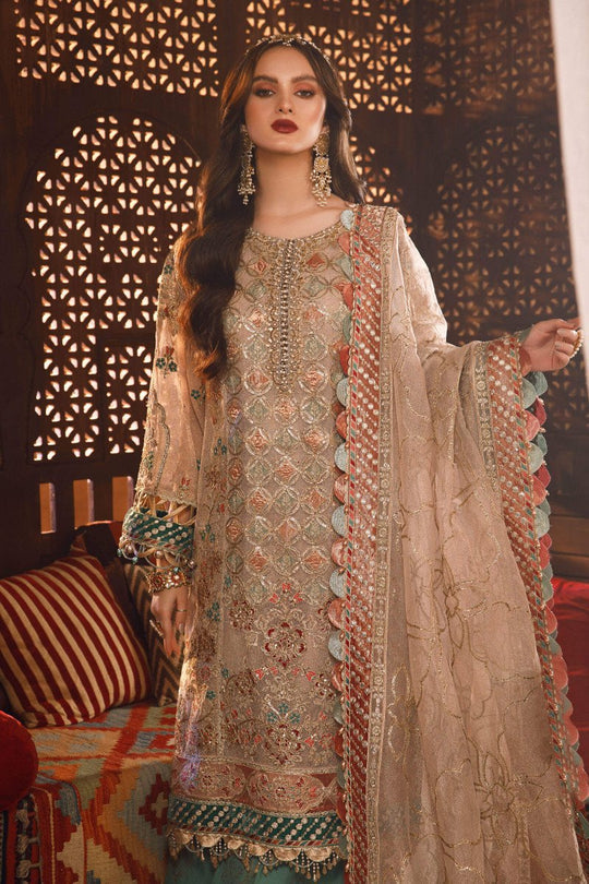 NEW MARIA B - Off White with Sea Green (BD-2507) - Riwayat-e-khas