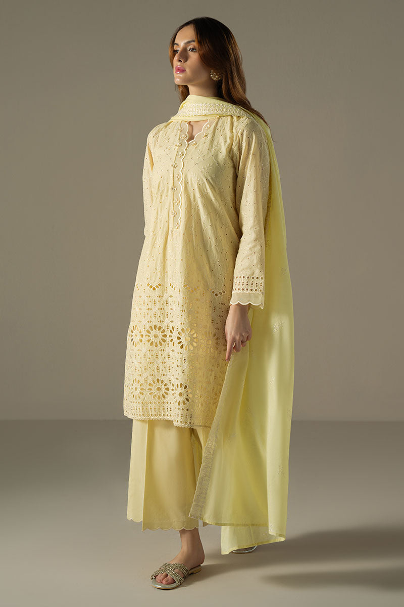 Cross Stitch | Chikankari Lawn 25 | LEMON ZEST - House Of Anaya