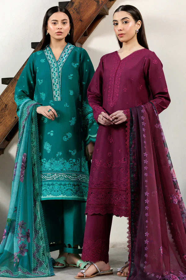 Farasha | Summer Weaves Embroidered lawn'26 | Garnet Passion