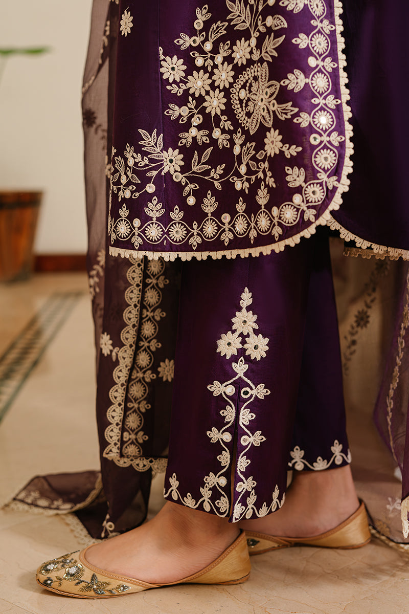 Cross Stitch | Eid Lawn 24 | PLUM GRAIN - House Of Anaya