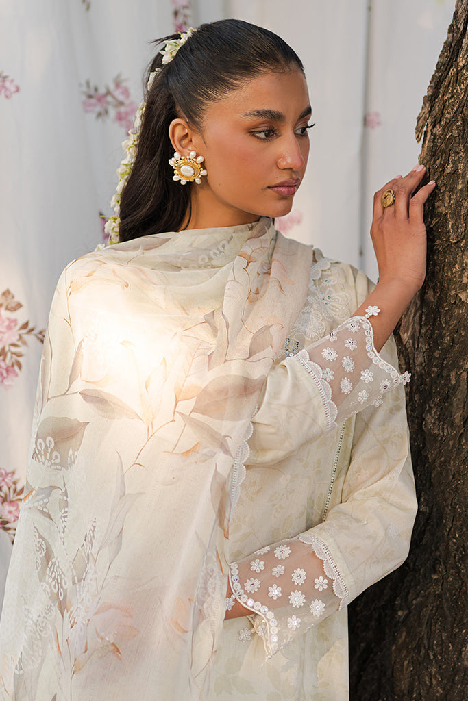 Cross Stitch | Eid Lawn 24 | WHISPERING WHITE - House Of Anaya