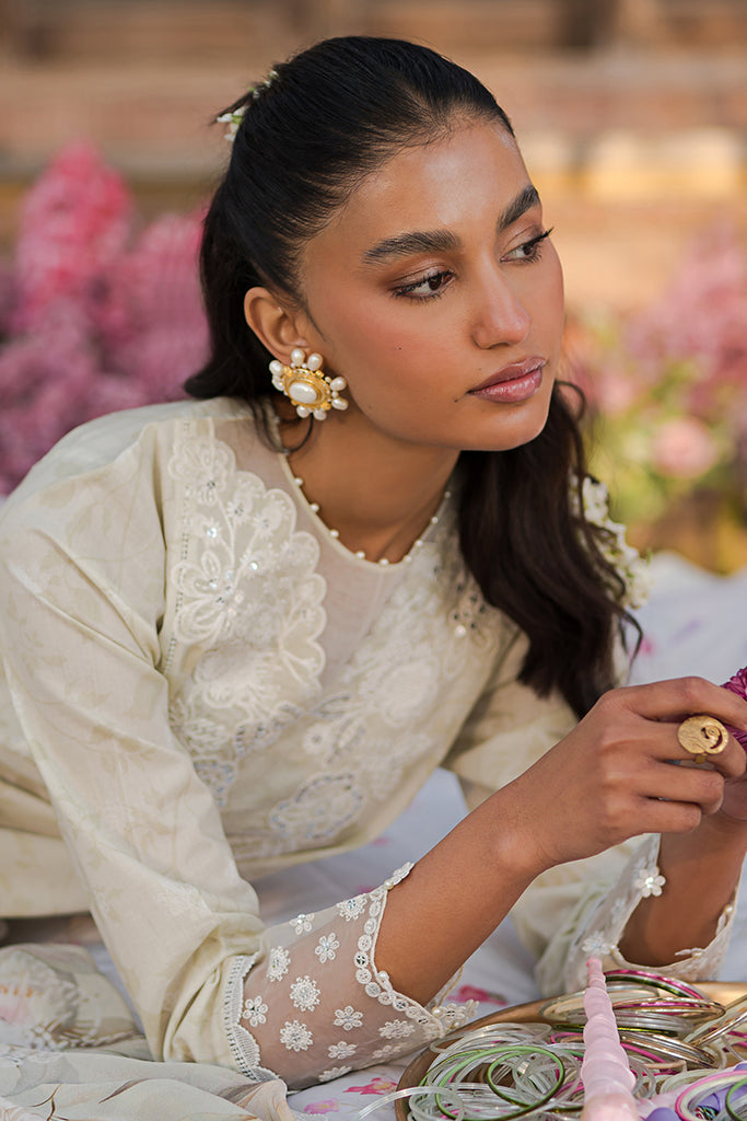 Cross Stitch | Eid Lawn 24 | WHISPERING WHITE - House Of Anaya