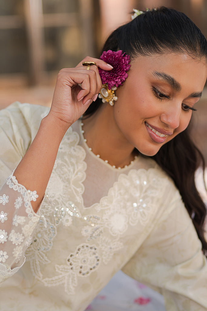 Cross Stitch | Eid Lawn 24 | WHISPERING WHITE - House Of Anaya