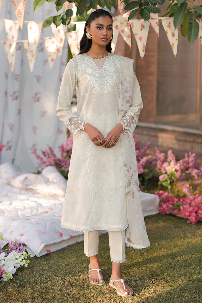 Cross Stitch | Eid Lawn 24 | WHISPERING WHITE - House Of Anaya