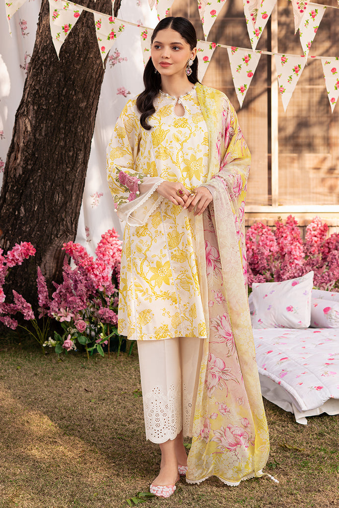 Cross Stitch | Eid Lawn 24 | IVORY GARLAND - House Of Anaya