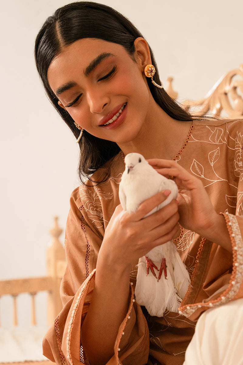 Cross Stitch | Mahiri Embroidered Collection 24 | RUSTIC BROWN - House Of Anaya