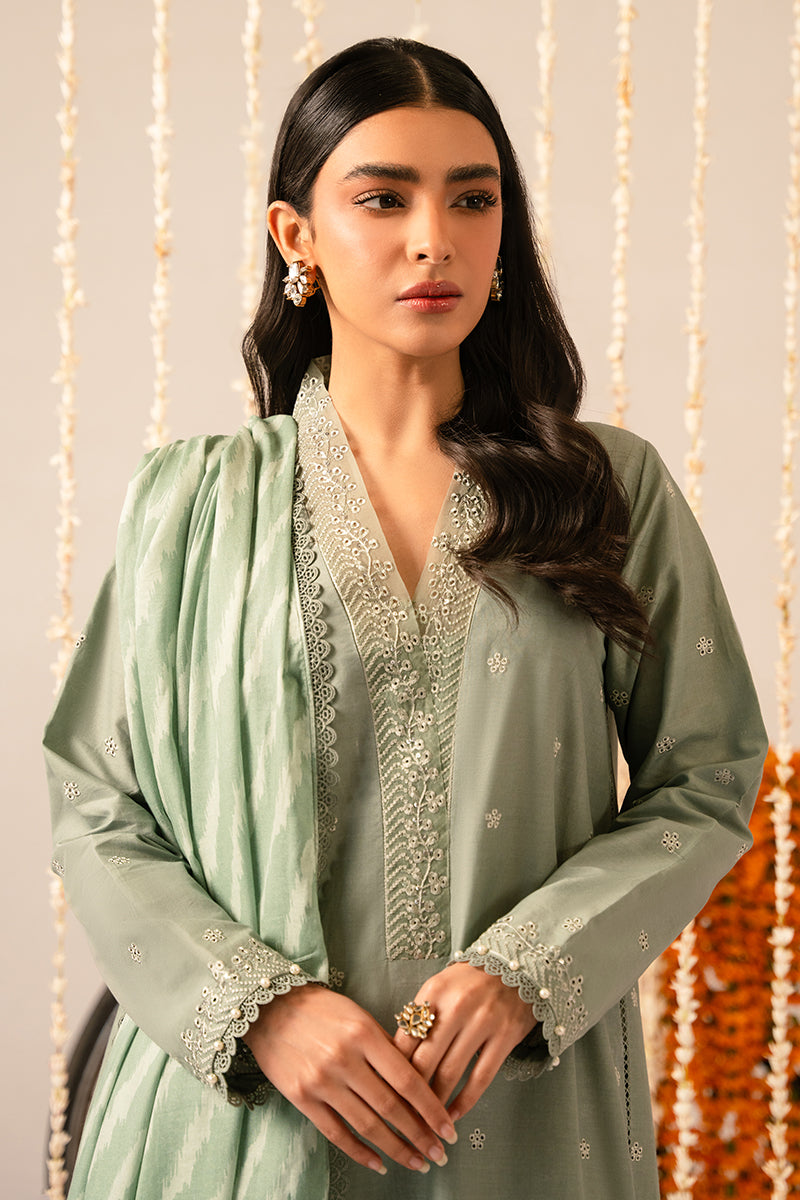Cross Stitch | Mahiri Embroidered Collection 24 | Sage Green - House Of Anaya