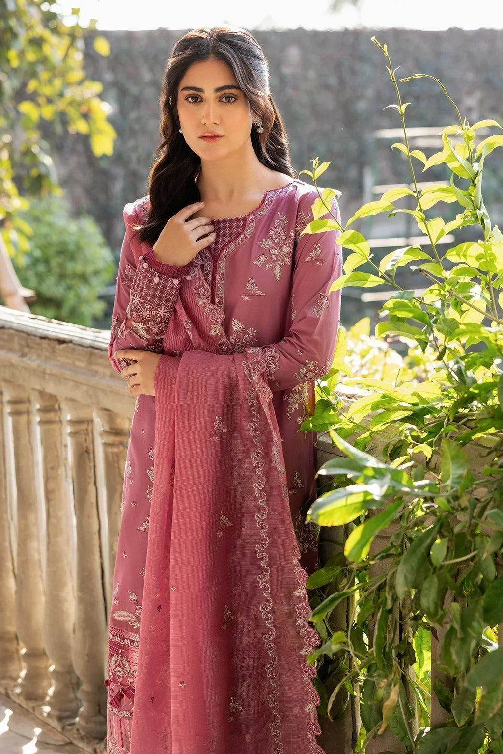 Farasha | Bahaar Embroidered Lawn | Rose Garland - House Of Anaya