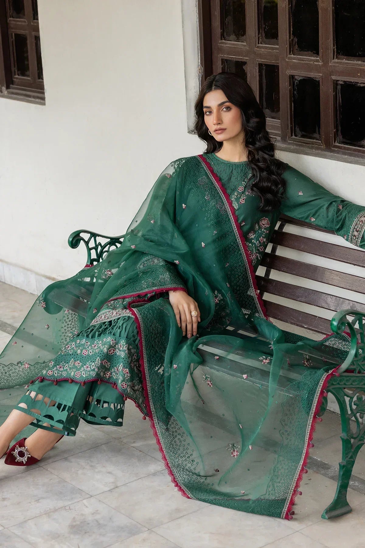 Farasha | Bahaar Embroidered Lawn | Azure Grace - House Of Anaya