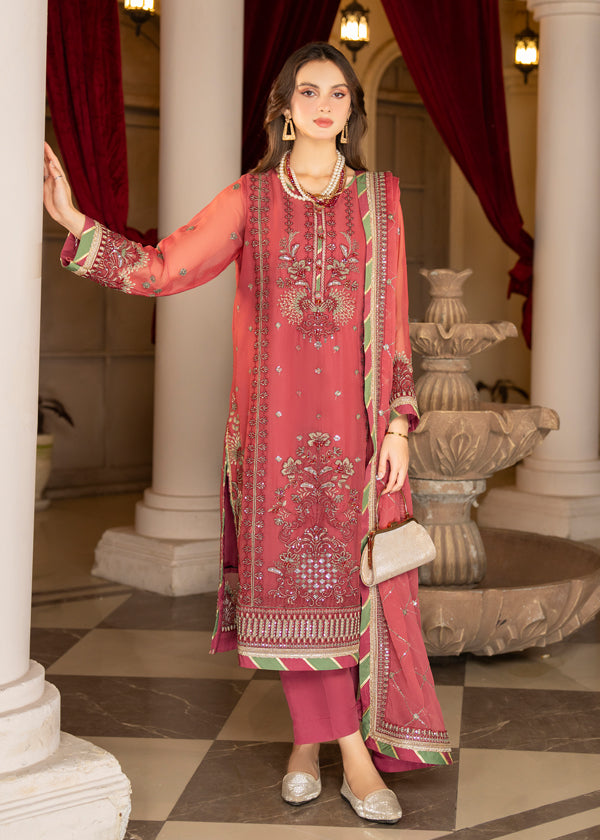 Strawberry | Rimjhim Chiffon Collection | FLS-RJ-003 - Riwayat-e-Khas