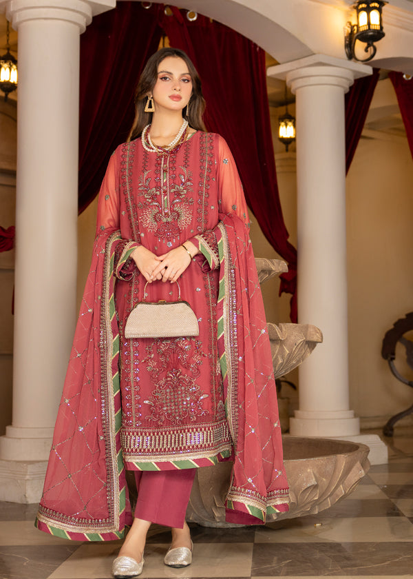 Strawberry | Rimjhim Chiffon Collection | FLS-RJ-003 - Riwayat-e-Khas