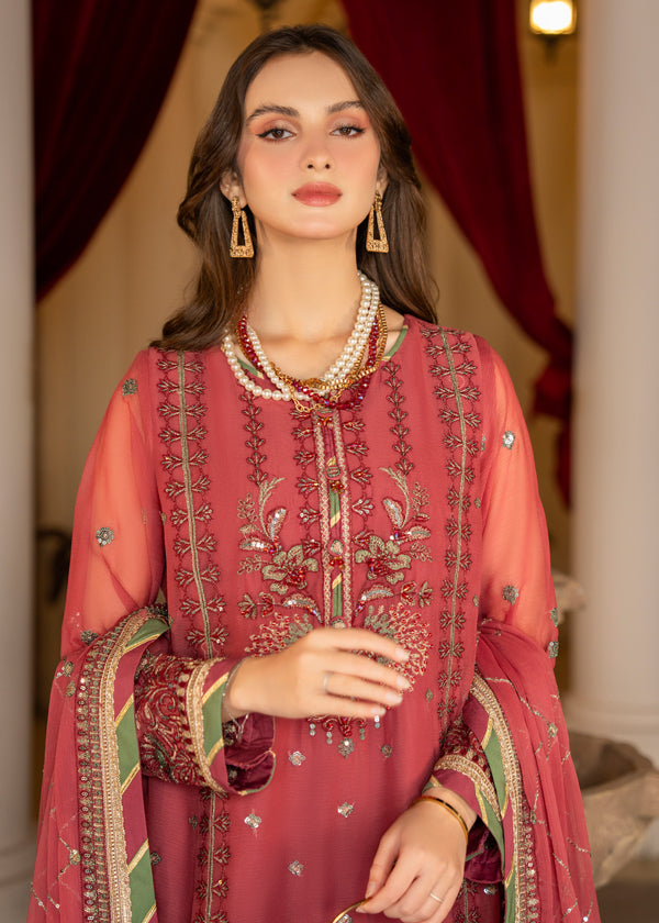 Strawberry | Rimjhim Chiffon Collection | FLS-RJ-003 - Riwayat-e-Khas