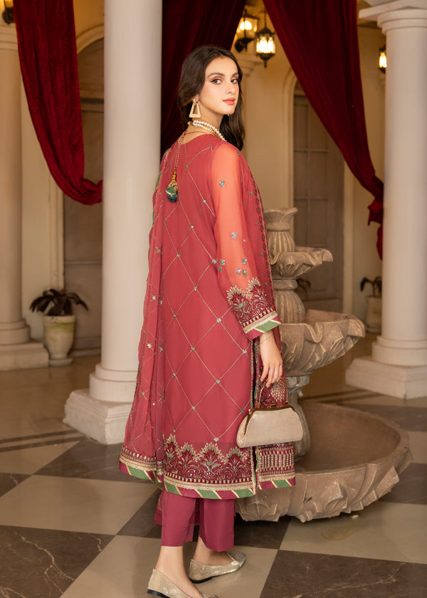 Strawberry | Rimjhim Chiffon Collection | FLS-RJ-003 - Riwayat-e-Khas