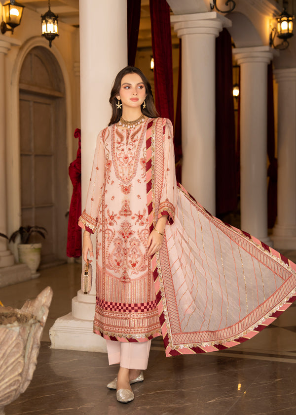 Strawberry | Rimjhim Chiffon Collection | FLS-RJ-006 - Riwayat-e-Khas