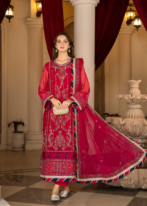 Strawberry | Rimjhim Chiffon Collection | FLS-RJ-007 - Riwayat-e-Khas