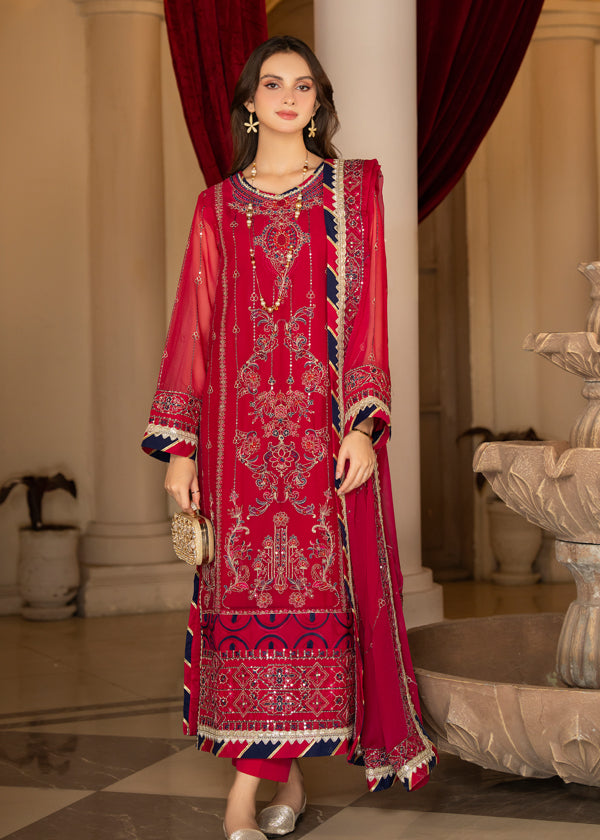Strawberry | Rimjhim Chiffon Collection | FLS-RJ-007 - Riwayat-e-Khas