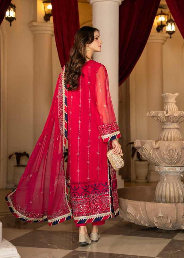 Strawberry | Rimjhim Chiffon Collection | FLS-RJ-007 - Riwayat-e-Khas