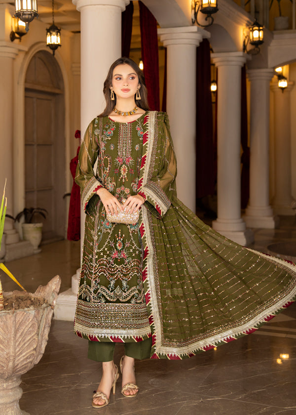 Strawberry | Rimjhim Chiffon Collection | FLS-RJ-002 - Riwayat-e-Khas