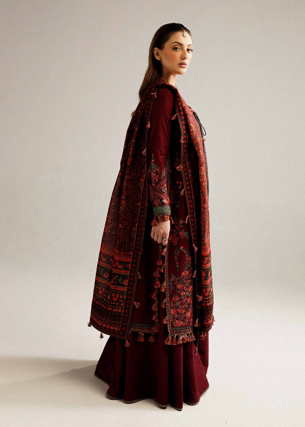 Hussain Rehar | Winter Shawl Khaddar 23 | Ruby - House Of Anaya