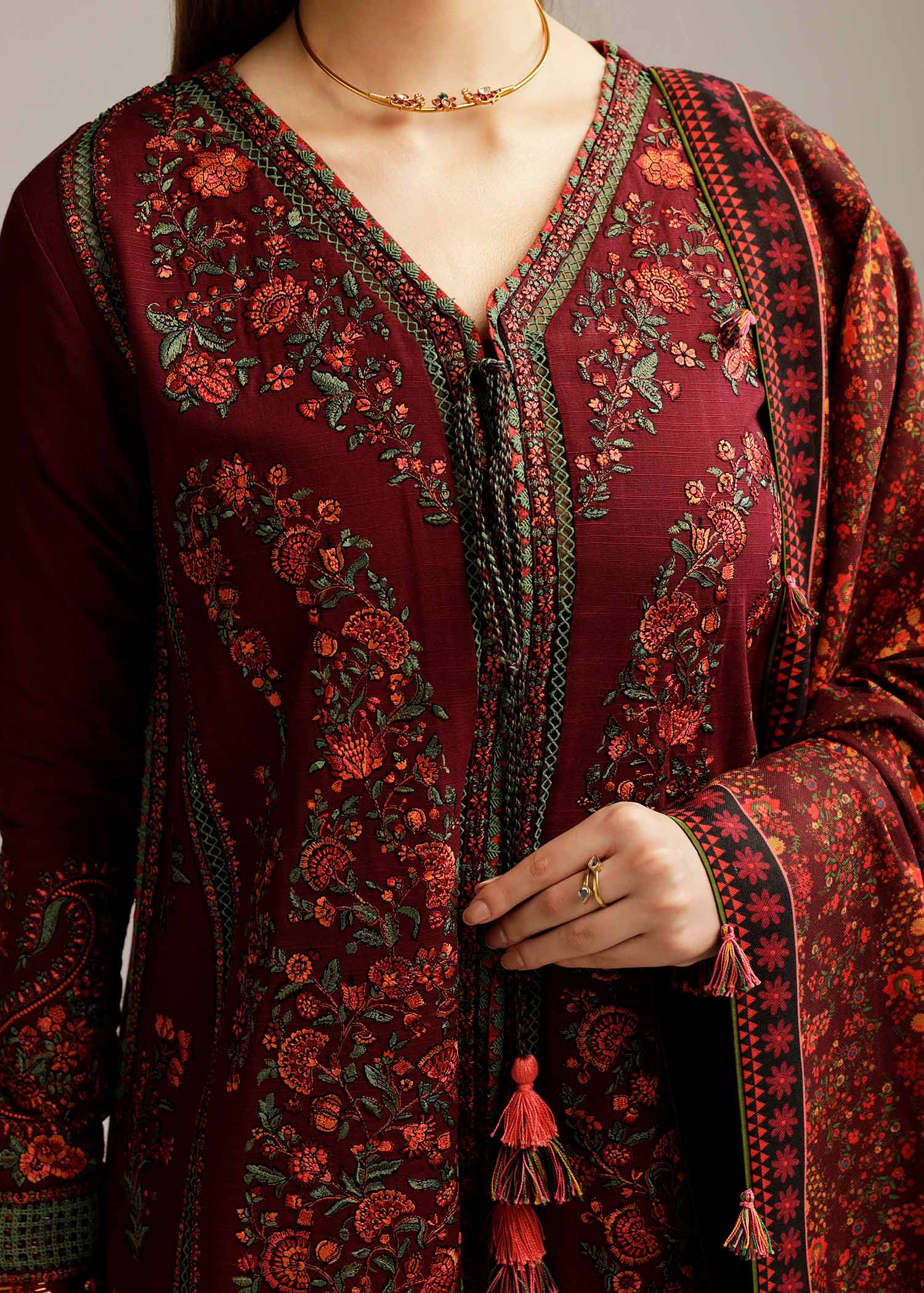 Hussain Rehar | Winter Shawl Khaddar 23 | Ruby - House Of Anaya