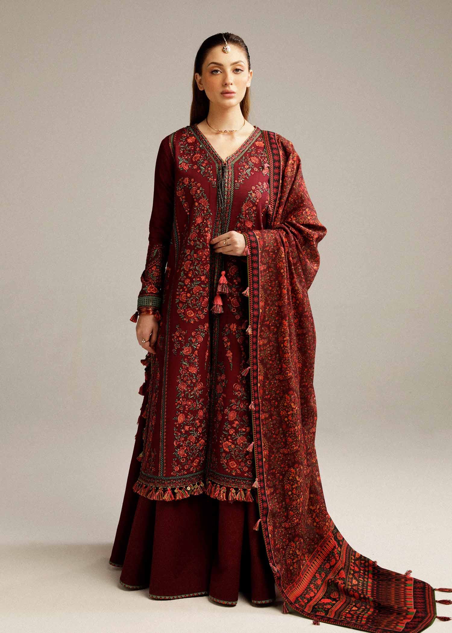 Hussain Rehar | Winter Shawl Khaddar 23 | Ruby - House Of Anaya