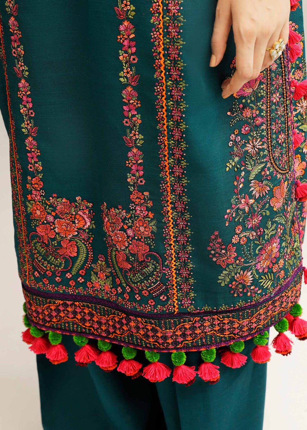 Hussain Rehar | Winter Shawl Khaddar 23 | Teal - House Of Anaya
