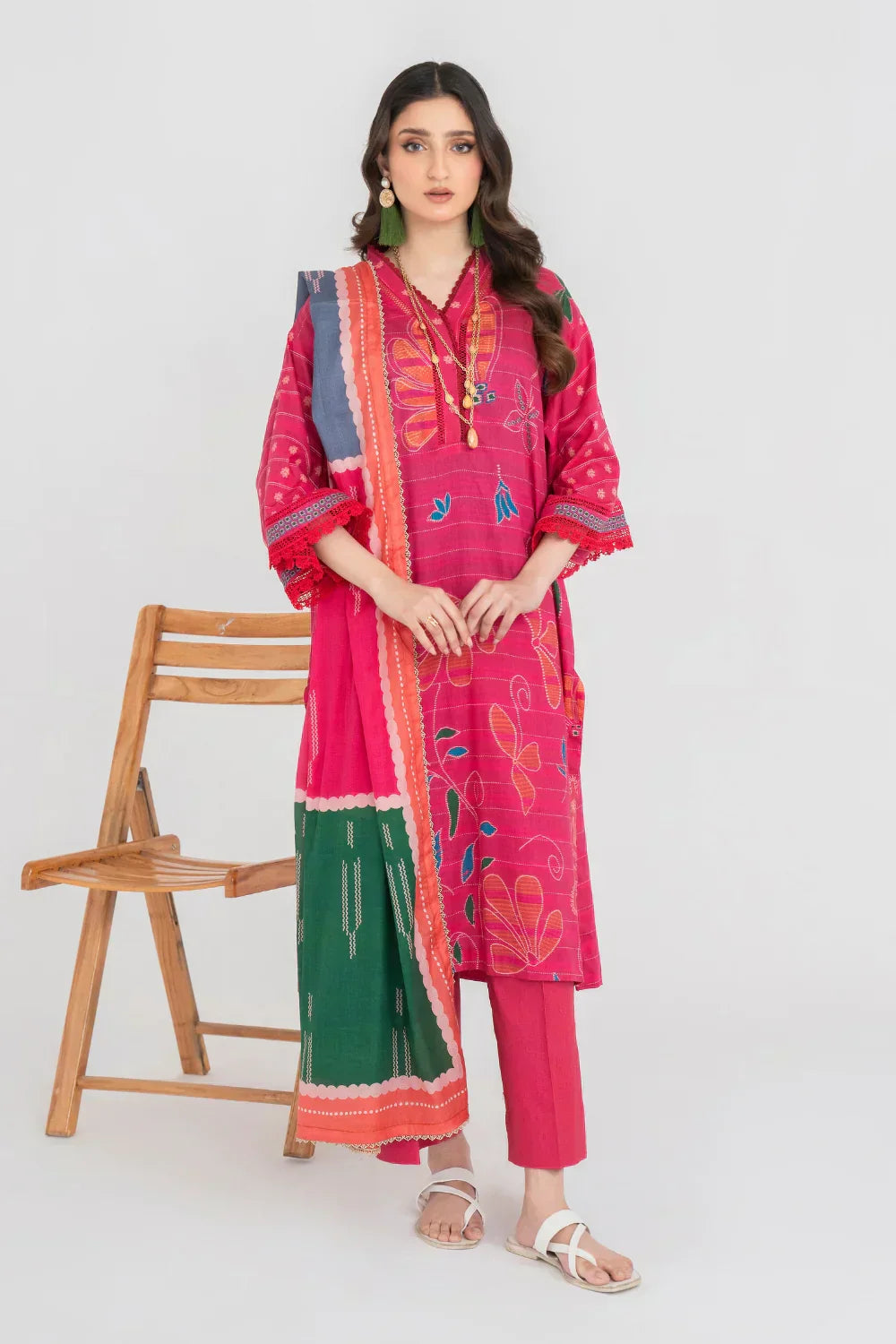 Ittehad | Printed Lawn 24 | IP3P01-3PS-DPK - House Of Anaya
