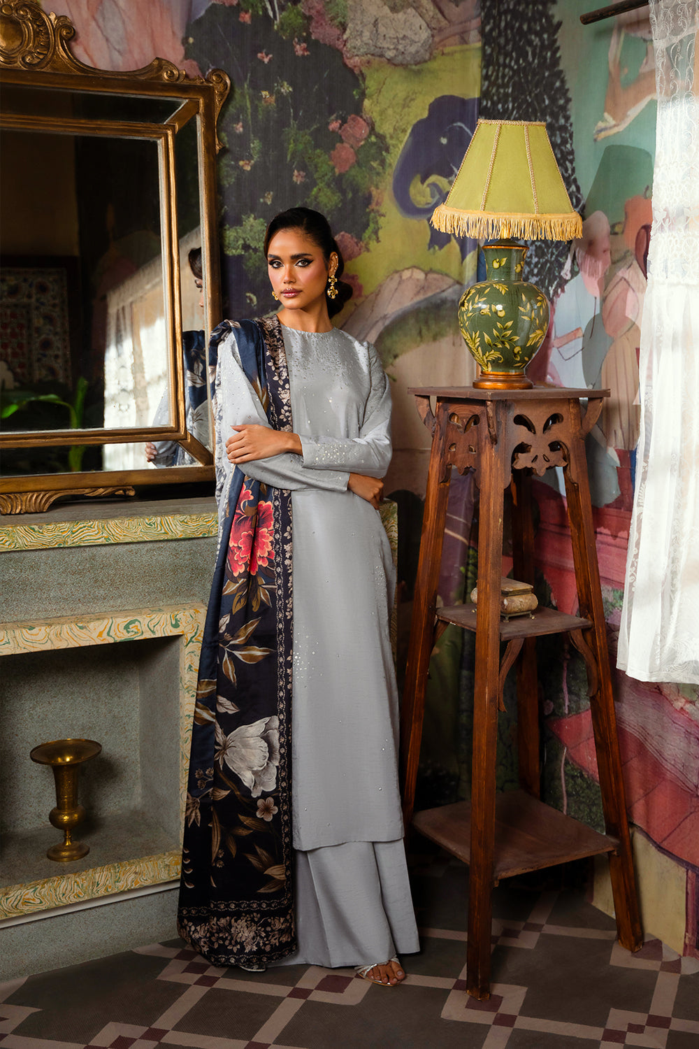 Saira Rizwan | Dahini Silk Pret | SWAN - SRLP04-25 - Riwayat-e-Khas