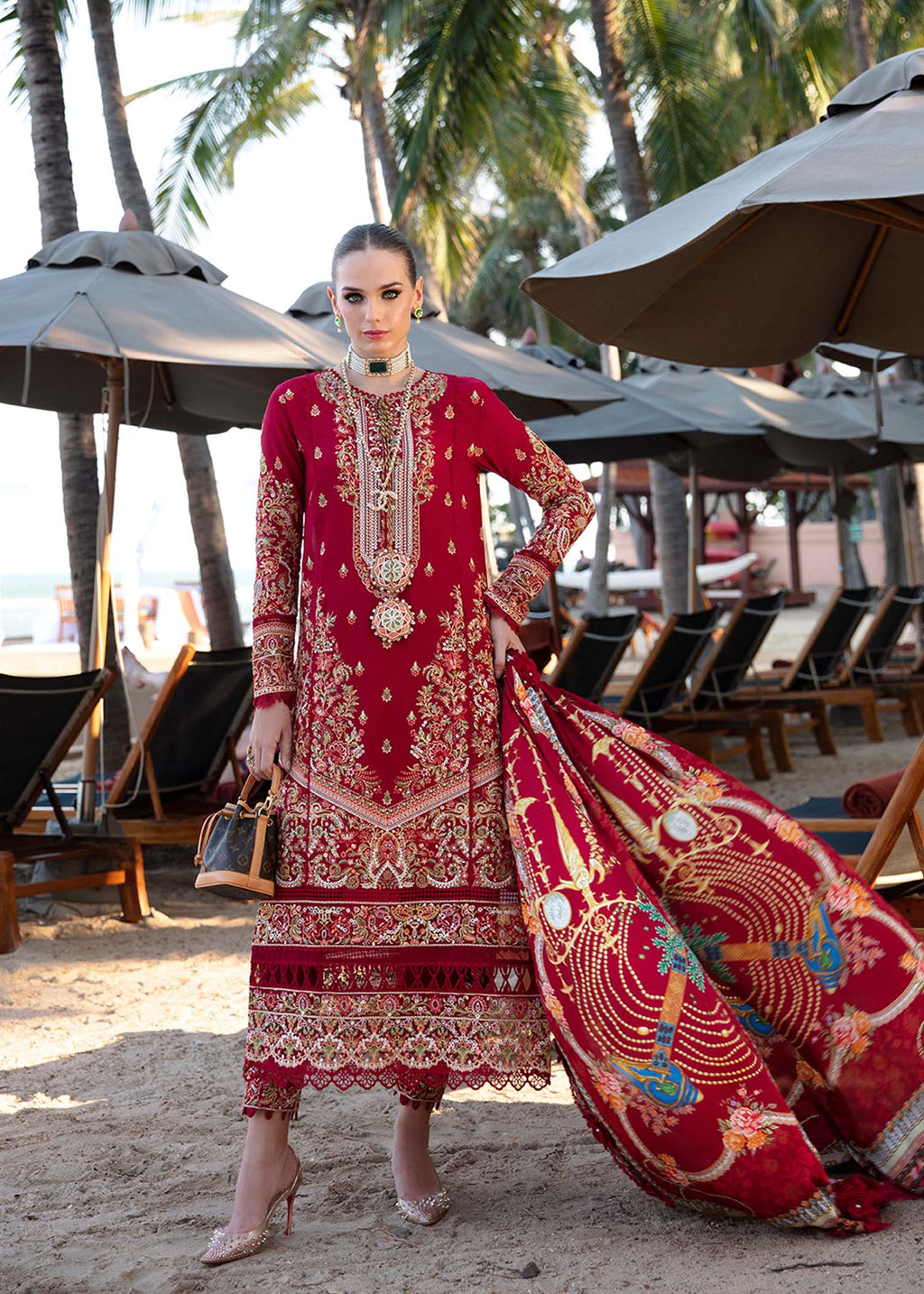 Kanwal Malik | Sareen Luxury Lawn 24 | Rose - House Of Anaya