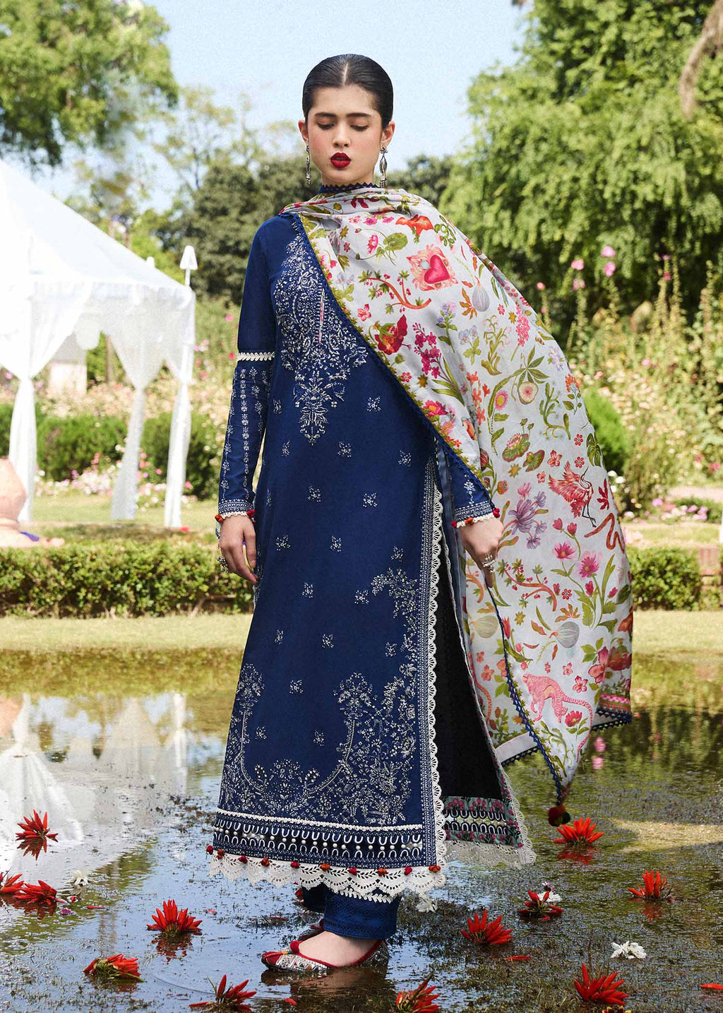 Hussain Rehar | SS Lawn 24 | Cyan - House Of Anaya