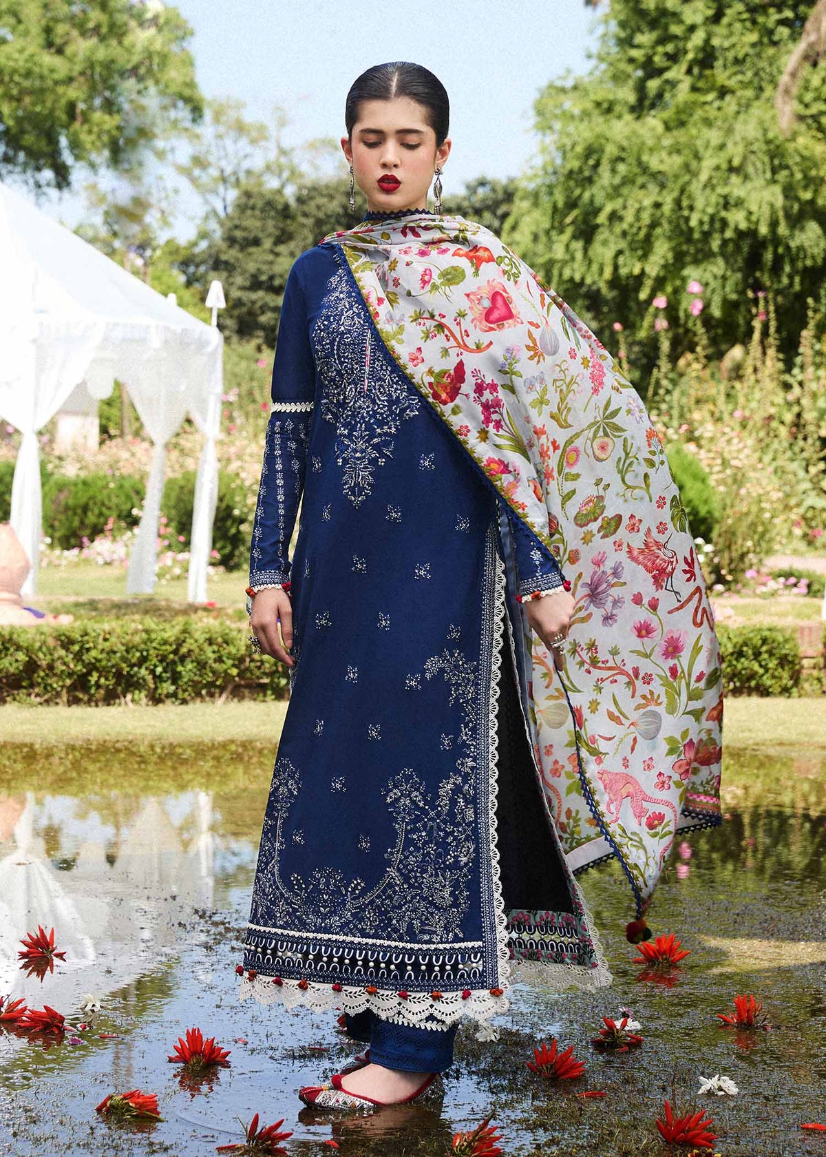 Hussain Rehar | SS Lawn 24 | Cyan - House Of Anaya