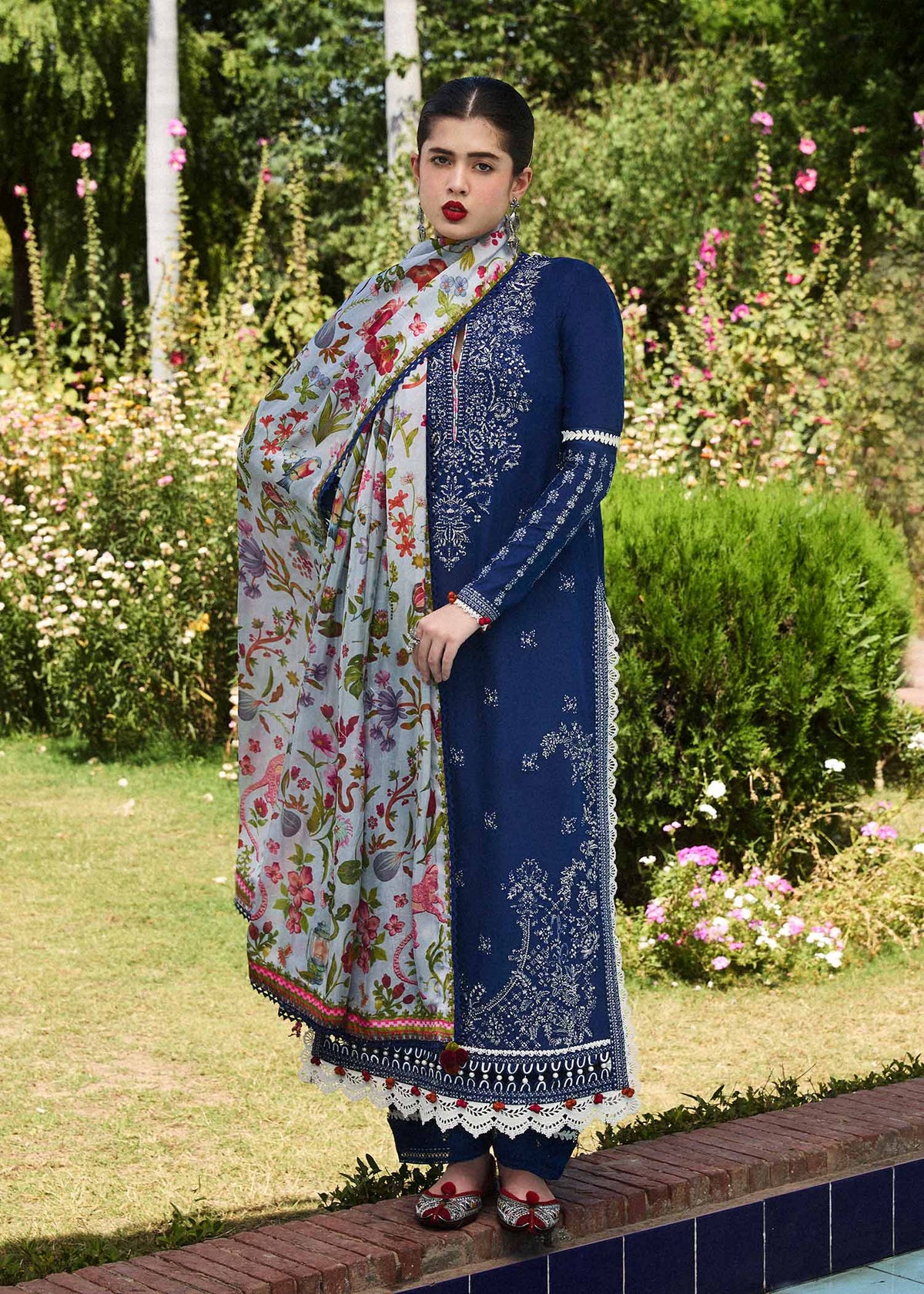 Hussain Rehar | SS Lawn 24 | Cyan - House Of Anaya