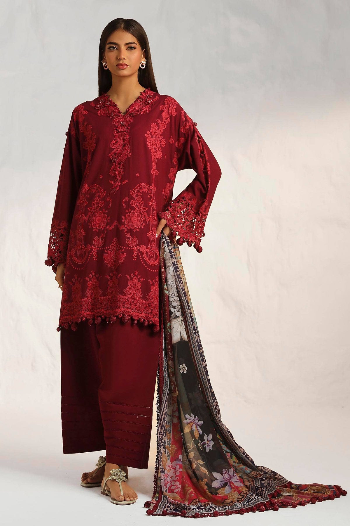 Sana Safinaz | Muzlin Summer 24 | 008B-CK - House Of Anaya