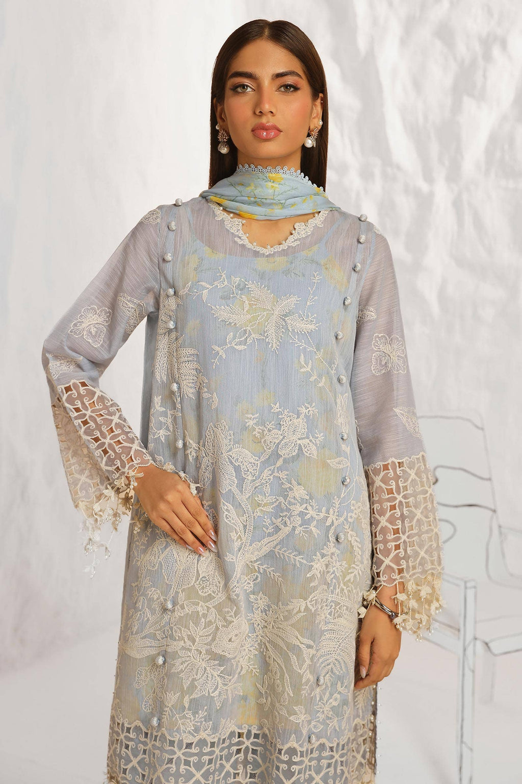 Sana Safinaz | Muzlin Summer 24 | 016A-CJ - House Of Anaya