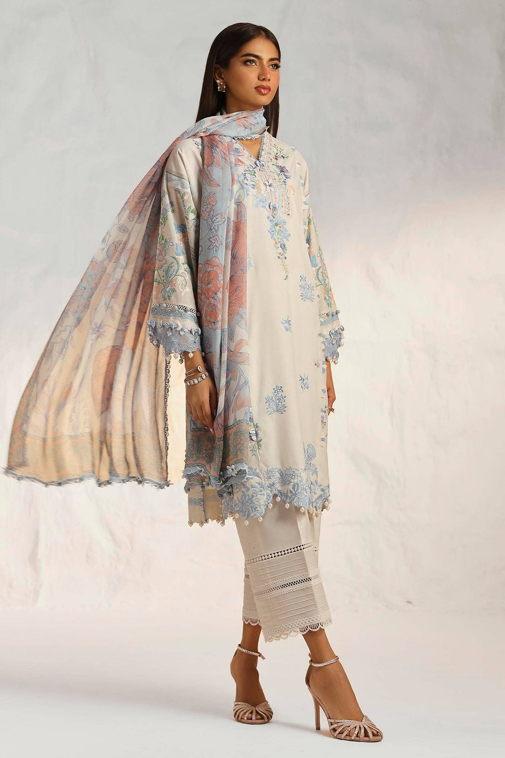 Sana Safinaz | Muzlin Summer 24 | 019A-CJ - House Of Anaya