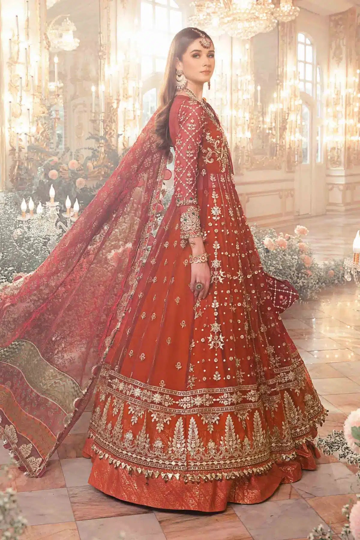 Maria B | Mbroidered Wedding Edition 23 | Maroon BD-2705 - House Of Anaya
