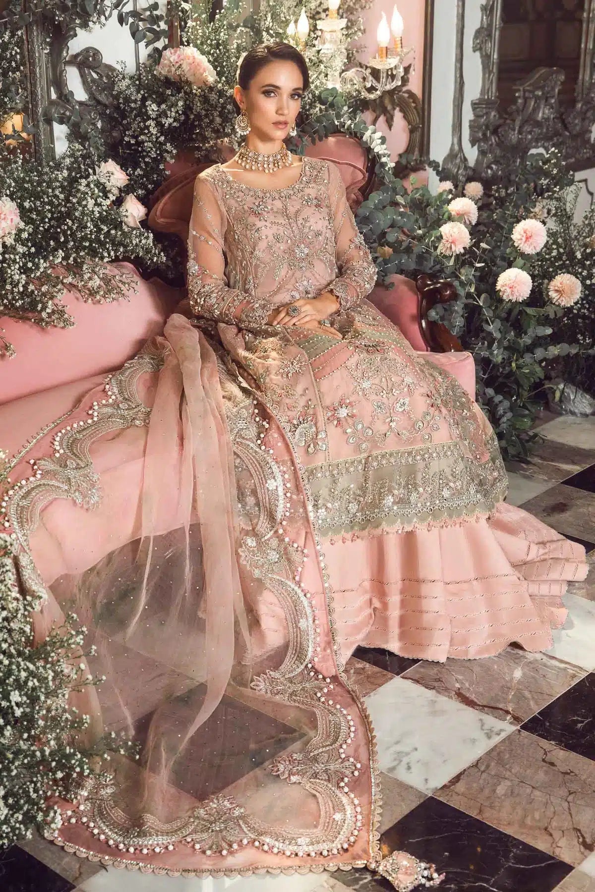 Maria B | Mbroidered Wedding Edition 23 | Pastel Pink BD-2706 - House Of Anaya