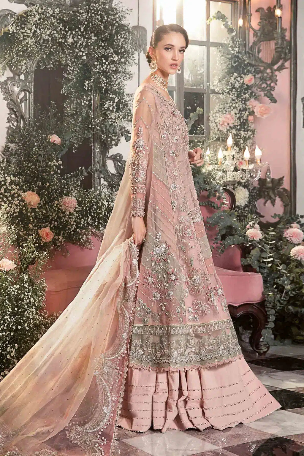 Maria B | Mbroidered Wedding Edition 23 | Pastel Pink BD-2706 - House Of Anaya